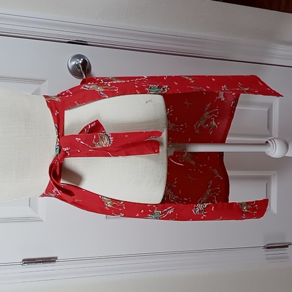 Vintage 50's Red Bronco Bustin' Western Theme Women's Half Apron MCM - Picture 4 of 14